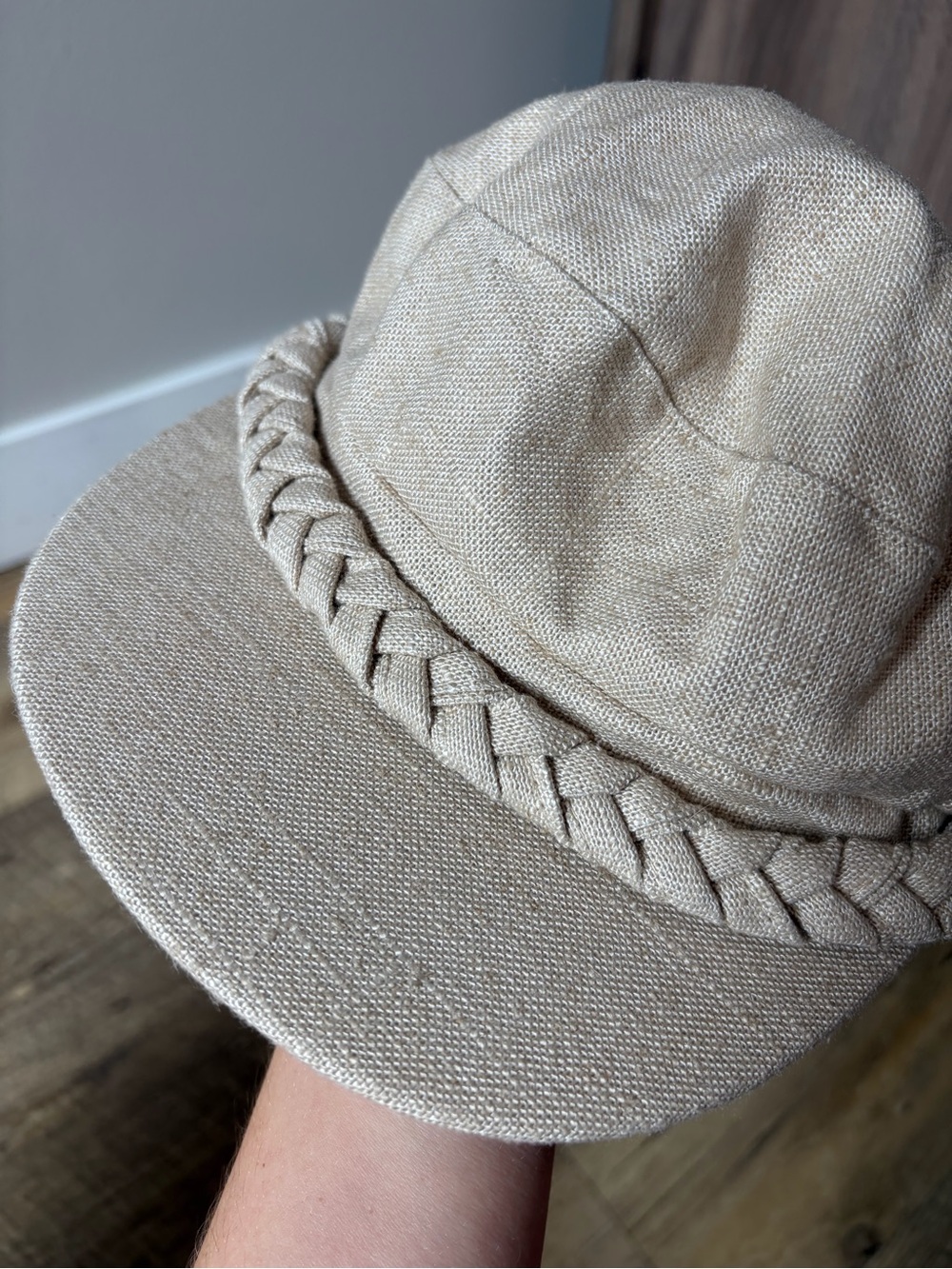 Free People Oatmeal Greek Fisherman Sailor Cap Newsboy Hat with Braided Band - Picture 9 of 11